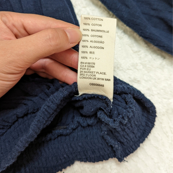 We The Free Women's Size Medium Cropped 3/4 Sleeve Boat Neck Peasant Top - Picture 4 of 4